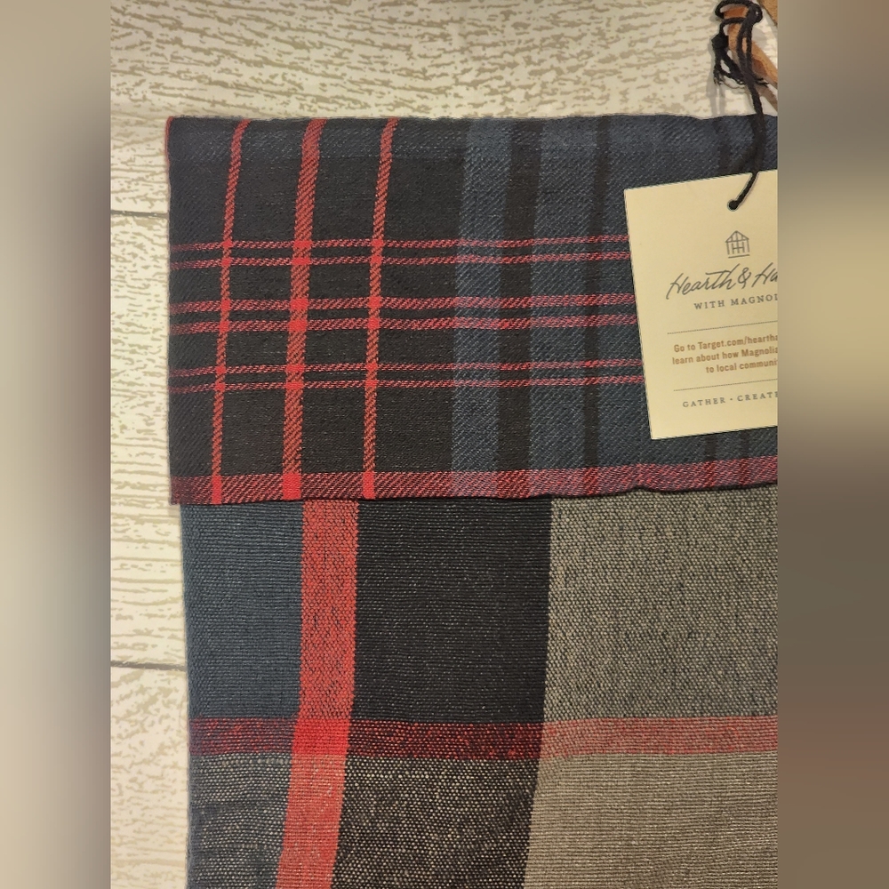 Hearth & Hand Magnolia -Christmas Stocking - Black/Green/Red Plaid w/Pom… - Picture 6 of 7